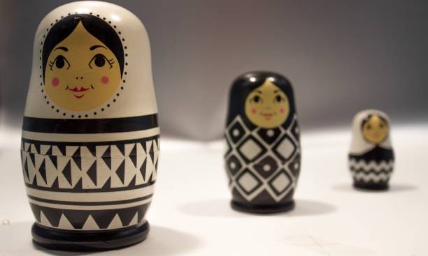 istock Black and White Wooden Nesting Dolls 1290877816