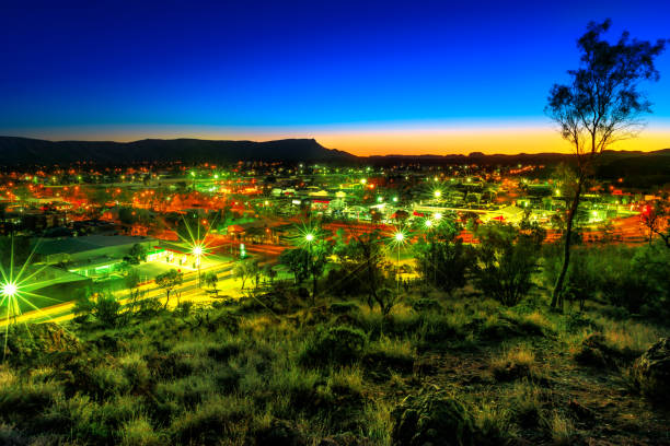Alice Springs aerial view at night