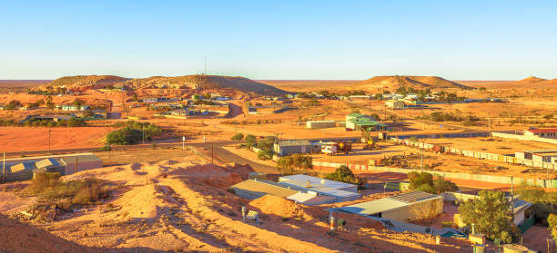 istock Coober Pedy aerial view at sunset 1290878188