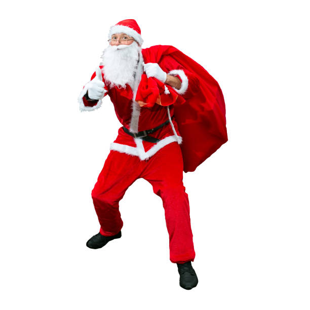 istock Santa Claus is in a hurry to deliver presents for Christmas. Isolate. 1290880221