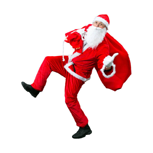 istock Santa Claus is in a hurry to deliver presents for Christmas. Isolate. 1290880222