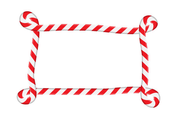 istock Candy cane border with swirl edges with copy space. Red and white striped frame for christmas design. Unique and unusual hand drawn xmas background. Creative vector template for simple christmas card. 1290881658
