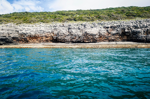 Summer Seashore with Cliffs, Rocky Sea Coast at Sunny Afternoon