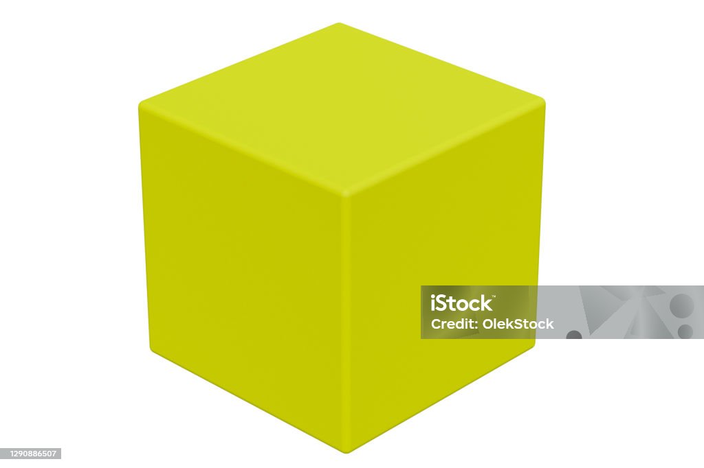 Yellow Rectangular Cube Single Yellow Cube Isolated On White Background 3d Rendering Stock ...