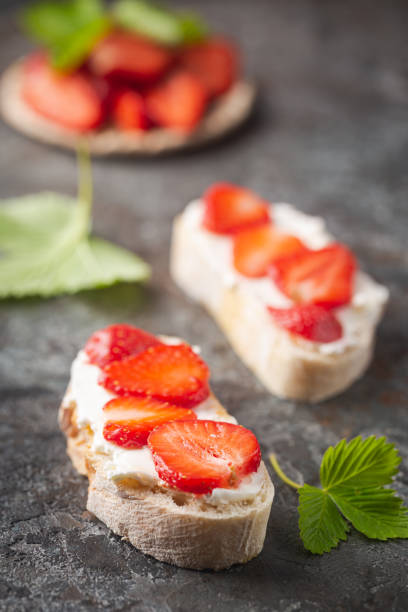 istock Strawberries sandwiches with cheese 1290886681