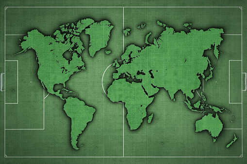 World map Soccer Field, Green Grass, Football World, sport background