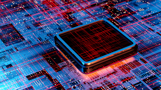 Concepto de CPU y chip de ordenador photo