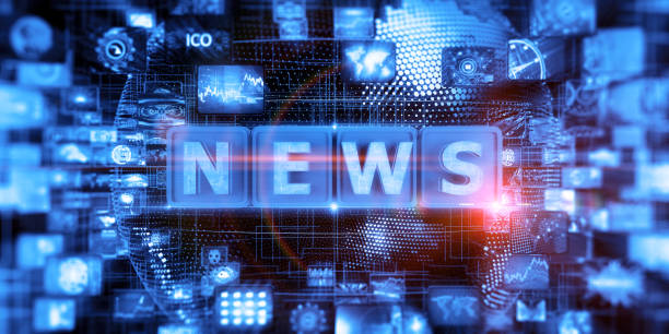 Abstract Digital News Concept Digital background depicting innovative technologies, Internet technologies Digital News and media news stock pictures, royalty-free photos & images