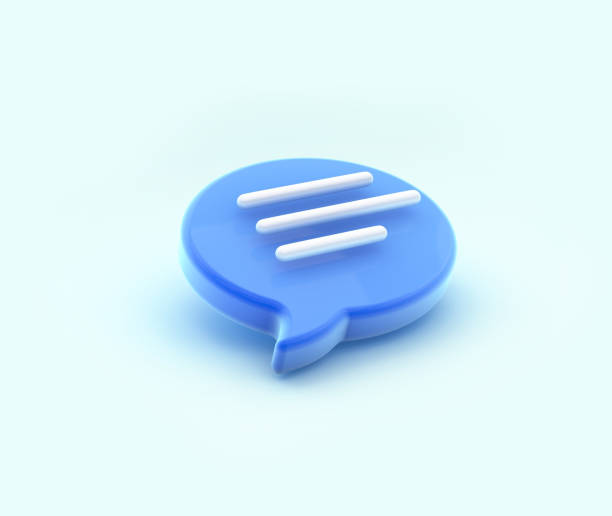 Chat bubble icon 3d rendering. Concept of social media messages, SMS, comments. stock photo