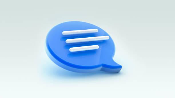 Chat bubble icon 3d rendering. Concept of social media messages, SMS, comments. stock photo