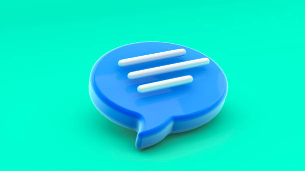 Chat bubble icon 3d rendering. Concept of social media messages, SMS, comments. stock photo