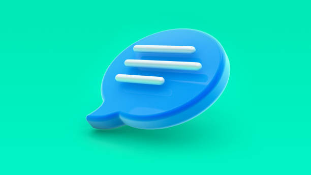 Chat bubble icon 3d rendering. Concept of social media messages, SMS, comments. stock photo