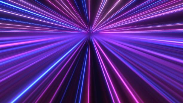 istock Abstract Neon Laser Line Shooting Stars Fly Above Mirror Reflection - Abstract Background Texture 1290906510