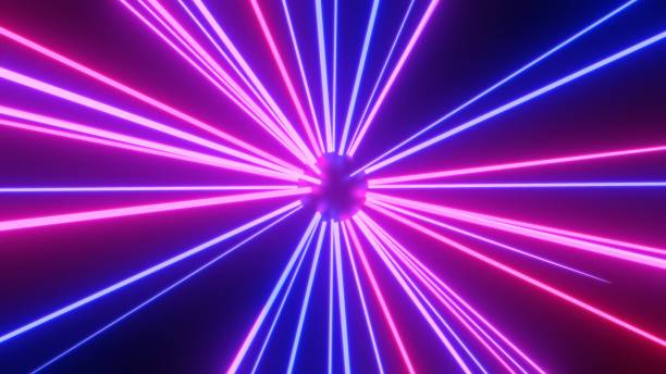 istock Moving Laser Beam Rays on Futuristic Neon Glow Light Ball Flashing - Abstract Background Texture 1290906670