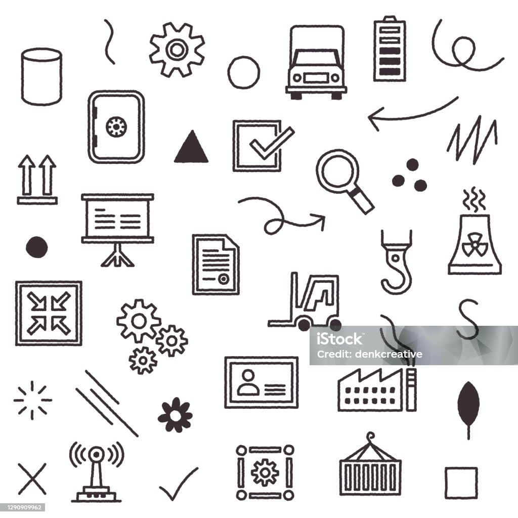 Simple Automation Pattern Design Industrial Automation Seamless Doodle Pattern Stock Illustration ...