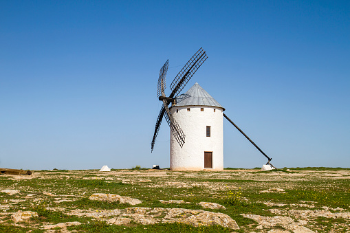 Traditional windmill in Campo de Criptana, La Mancha, Ciudad Real, Spain