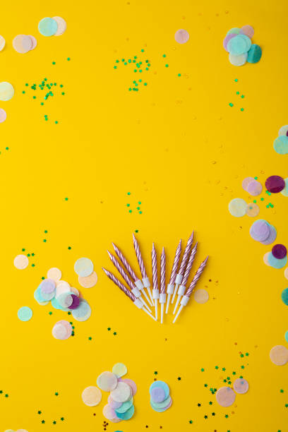 istock Party candles from above and confetti 1290910862