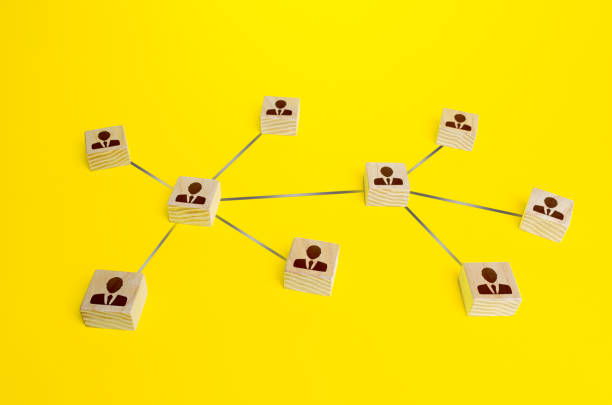 istock Blocks of people connected in one network. Communication and interaction, building business relationships. Team building formation. Cooperation without leader. Distribution responsibilities. 1290910898