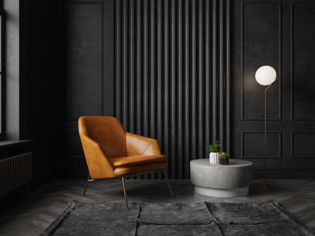 istock Black color conceptual interior room 3d illustration 1290912067