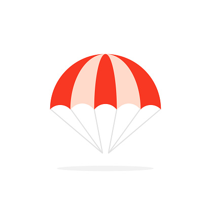 color parachute isolated on white. concept of flying in the sky. flat cartoon style trend modern graphic design element