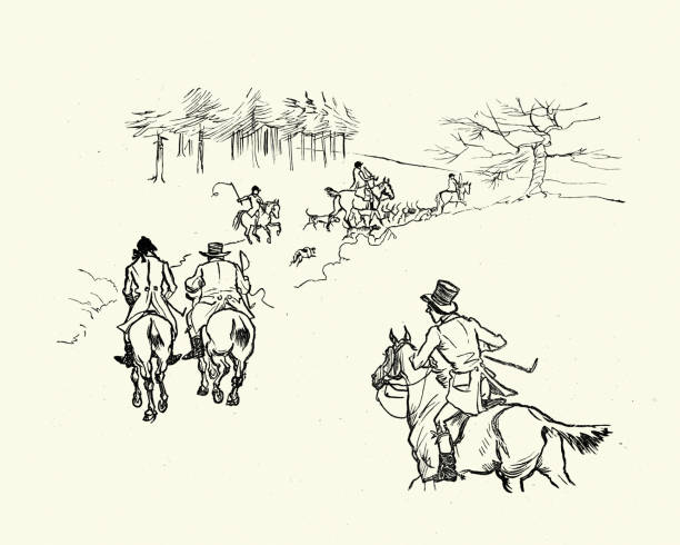 istock Group of Victorian men out fox hunting 19th Century 1290913074
