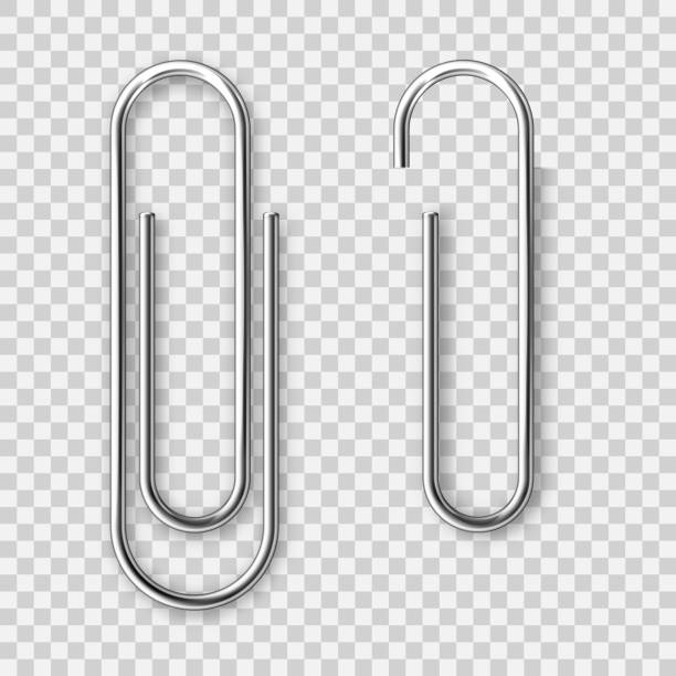 istock Realistic metal paper clip isolated on transparent background. Page holder, binder. Vector illustration 1290919877