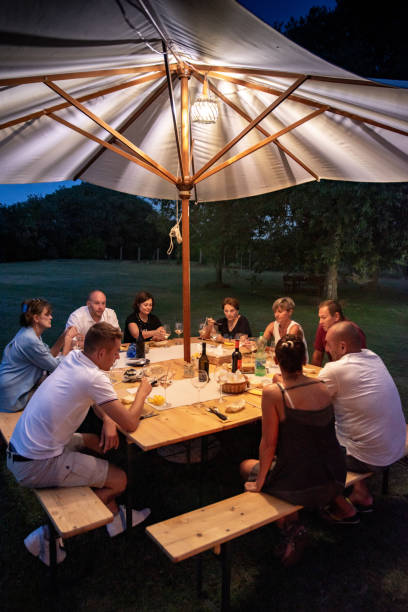 istock Family Picnic on Backyard in the Evening 1290933025