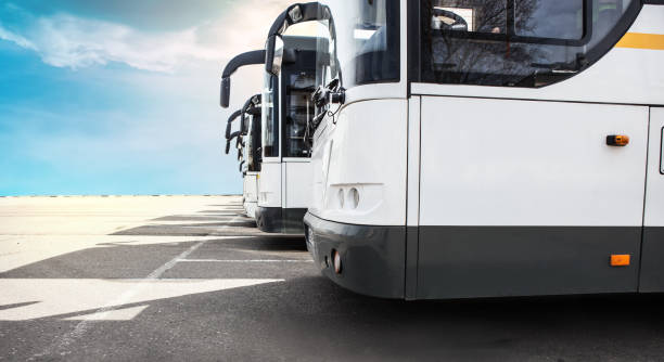 istock Tourist Buses Parking at the Bus Station 1290933162