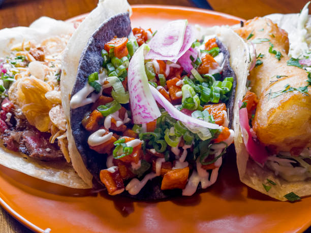 Variety of Artisan Street Tacos on a Plate and ready to eat