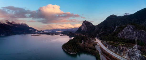 istock Aerial Panoramic view of Sea to Sky Highway 1290935749