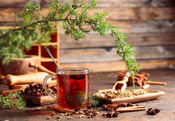 istock Christmas herbal tea with cinnamon, anise, and dried herbs. 1290938003