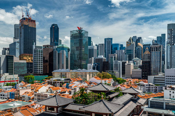 singapore cityscape china town day - singapore street business sky foto e immagini stock