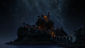 Fantasy castle at night.
