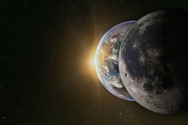 istock Moon, planet Earth and the Sun in a row, solar eclipse. Elements of this image furnished by NASA. 1290950699