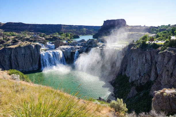 쇼숀은 아침에 떨어지고, 트윈 폴스, 아이다호 - shoshone falls 뉴스 사진 이미지