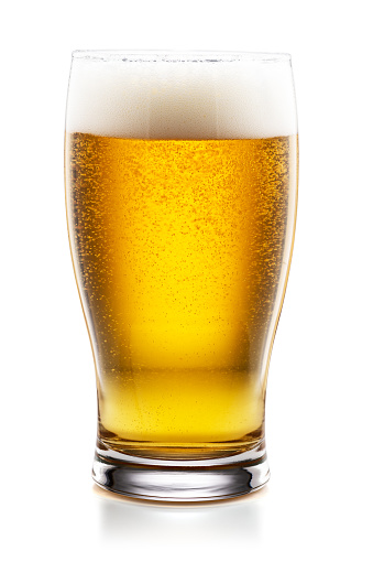 Glass of beer isolated on white background with clipping path