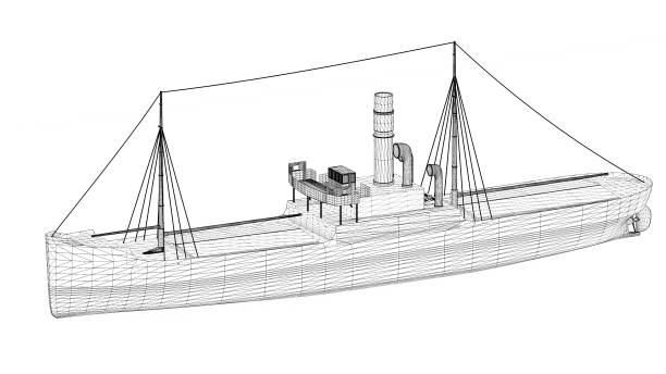 istock 3d illustration. Old steamboat mesh 1290955769