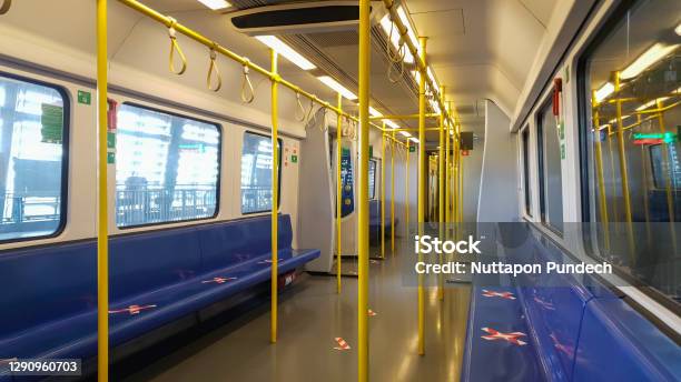 Empty Passenger Room In The Electric Train From Bangkok Airport Rail Link To Suvarnabhumi Airport Stock Photo - Download Image Now