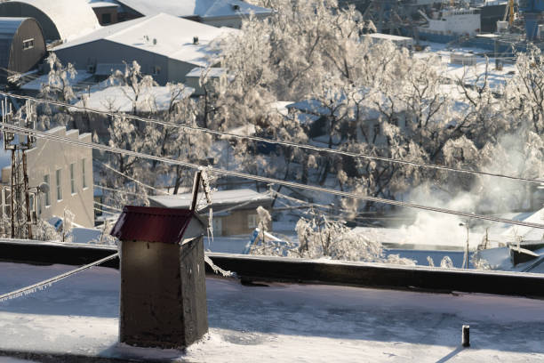 istock Urban landscape after snowfall and freezing rain. 1290962124