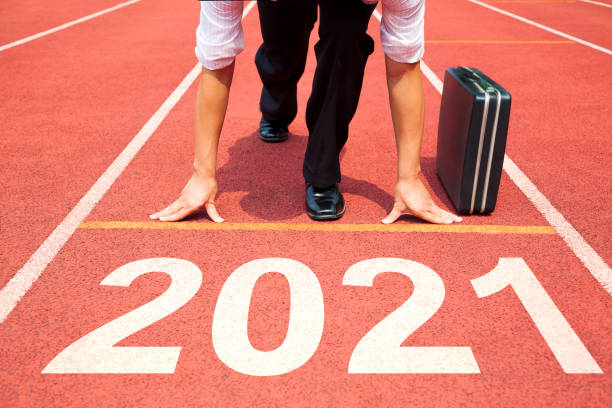 istock business man Start to new year 2021 plans. ready and start concept 1290963253