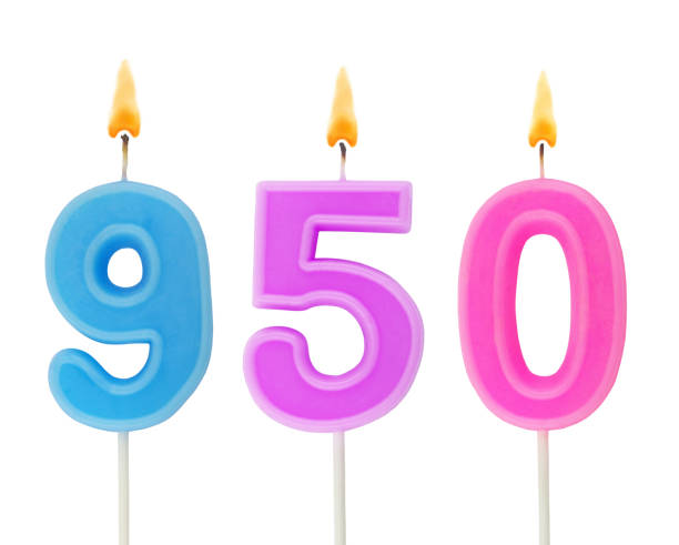 istock Burning birthday candle isolated on white, number 950 1290964117