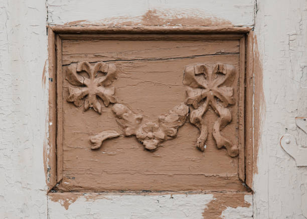 Close up photo of old antique millwork