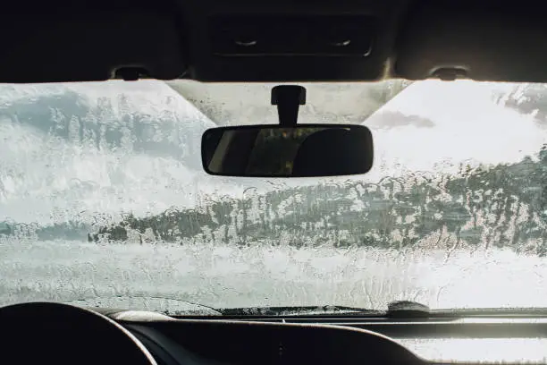 Photo of Seascape From Inside the Car in the Rain