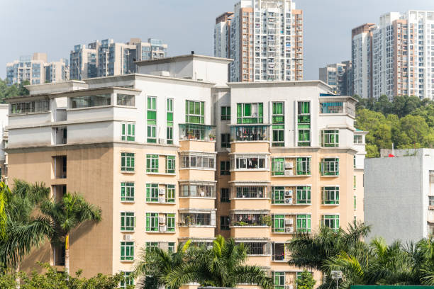 Residential apartments in downtown of shenzhen, China. stock photo