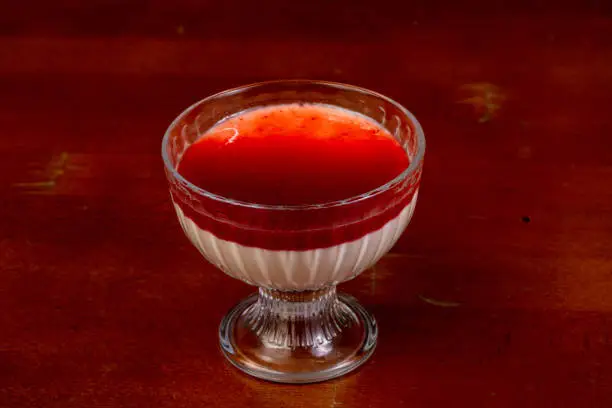 Panna cota dessert in the glass