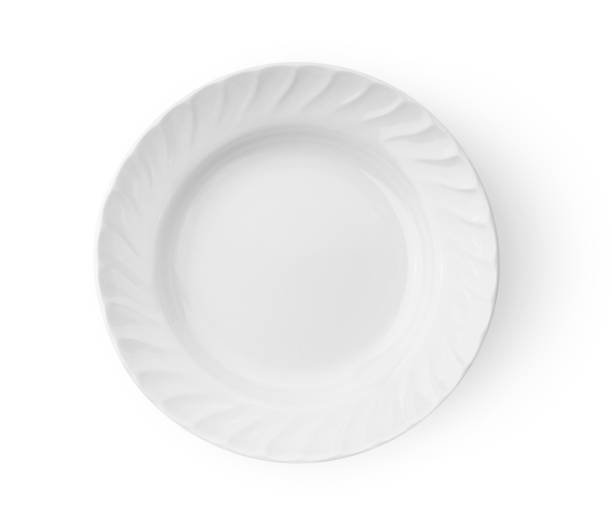 istock white ceramics plate on white background top view 1290970325