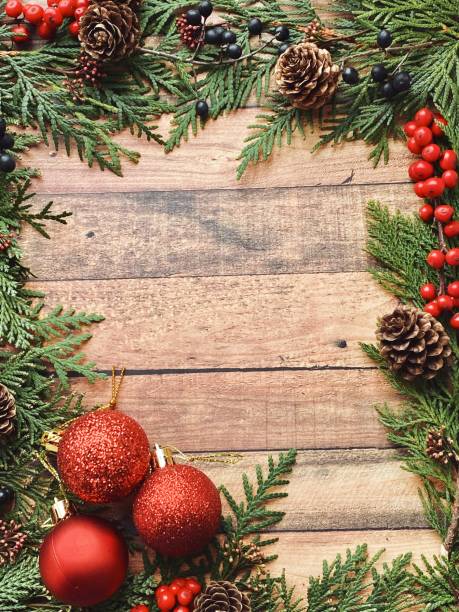 istock Fir Christmas frames with copy space for your logo and text. Winter rustic borders 1290973195