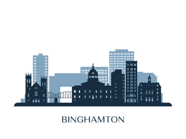 Binghamton skyline, monochrome silhouette. Vector illustration. Binghamton skyline, monochrome silhouette. Vector illustration. binghamton ny stock illustrations