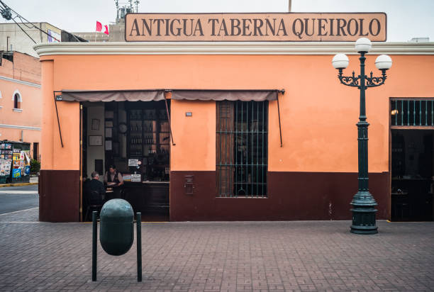 Lima, Peru - August 4 2010: Antigua Taberna Queirolo Restaurant and Bar, andOld Fashioned Tavern in the Pueblo Nuovo Neighbourhood.