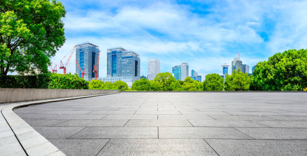 istock Empty floor and financial district buildings in Shanghai. 1290979198